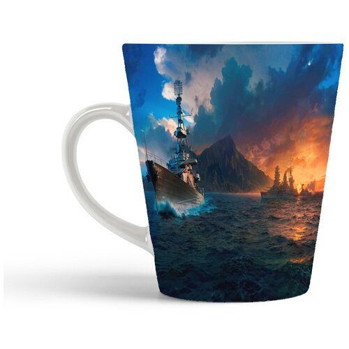 фото Кружка-латте coolpodarok вов корабли world of warchips (битва двух кораблей)