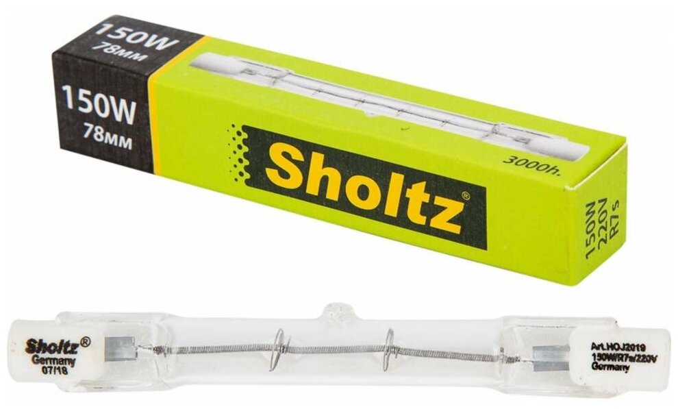 Лампа галогенная Sholtz 150Вт 220В R7s 2800К J78мм стекло DIMM (Шольц) HOJ2019