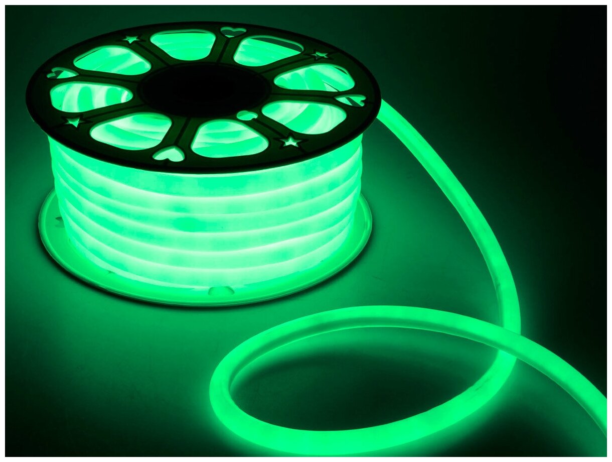 Светодиодная лента SmartElectronics 5м, 220В, IP67, 120 LED/m Гибкий неон 5 метров, неоновая RGB лента, подсветка интерьера/Зеленый - фотография № 2