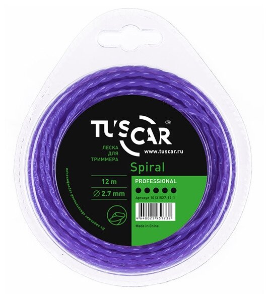 Леска для триммера TUSCAR Spiral Professional, 2.70мм* 12м - фотография № 1