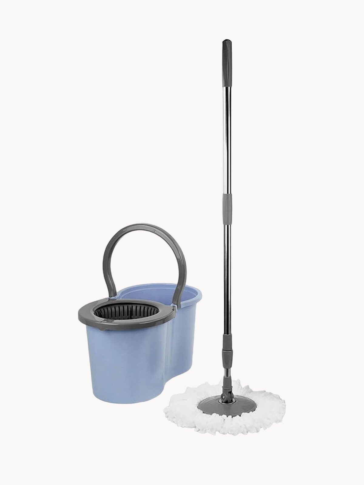 Швабра с отжимом и ведром, комплект для уборки VERDE SPIN MOP голубой