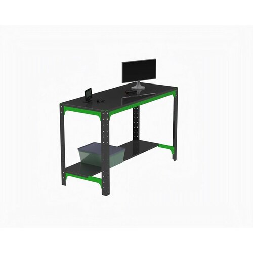 Стол металлический Metalex серия KIT 750х1000х600 (одна полка) тёмный, серый+, зелёный. Порошковая покраска