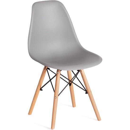 Стул Tetchair CINDY (EAMES) (mod. 1801) / 1 шт. в упаковке, дерево бук/металл/сиденье пластик, 45x51x82 см, Light grey (светло-серый)