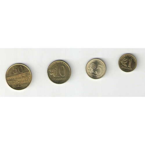 Монеты 4шт 1, 5, 10, 50 гуарани Парагвай 1992-1998
