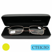 Готовые очки стекло с диоптриями (+3.75) с футляром, линза стекло, цвет золотисто-серебристый, РЦ 62-64