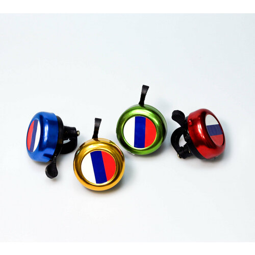звонок велосипедный сталь пластик мини d35 мм Звонок цветной с логотипом россия (сталь-пластик)