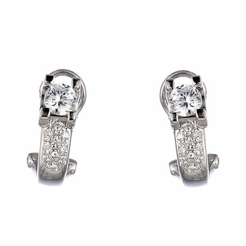 Серьги ЗлатаМира, серебро, 925 проба, фианит