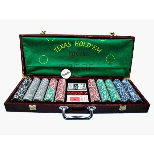 Игра настольная Казино в деревянном кейсе В набор входит 500 фишек фишка дилера сукно 2 колоды карт 5 зариков 6645 7789₽