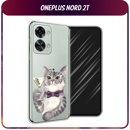 Силиконовый чехол на OnePlus Nord 2T / Ван Плас Норд 2T Кот джентльмен, прозрачный силиконовый чехол на oneplus nord 2t ван плас норд 2t красная сакура прозрачный