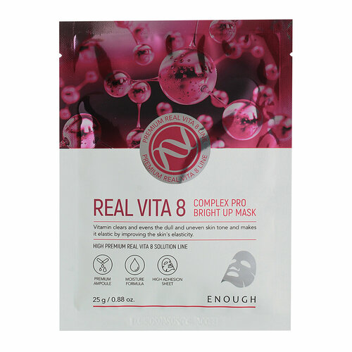 Тканевая маска для лица Enough Real Vita 8 Complex Pro Bright up, 25мл