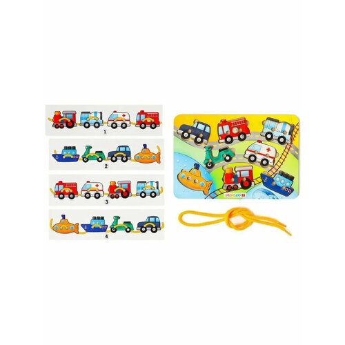Игра-шнуровка Транспорт-2 деревянная рамка-вкладыш 397₽