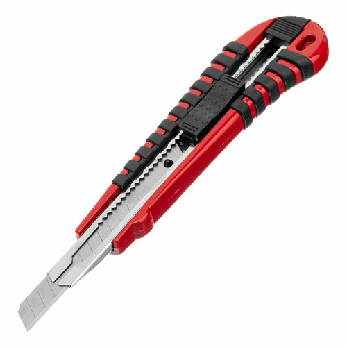 Нож Matrix 9 мм выдвижное лезвие, метал. направляющая, эргономичная двухкомпонентная рукоятка 78937