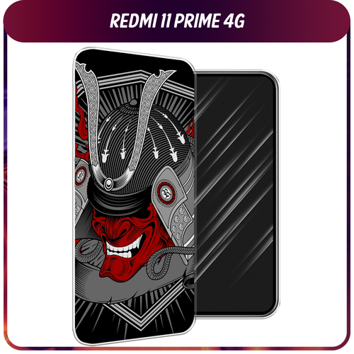Силиконовый чехол на Xiaomi Redmi 11 Prime 4G / Сяоми Редми Прайм 11 4G Красная маска самурая силиконовый чехол на xiaomi redmi 11 prime 4g сяоми редми прайм 11 4g много роз