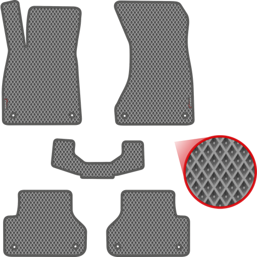 Автомобильные коврики EVA для Audi A5 II (2016-н/в), серые с серым кантом, ячейка - ромб