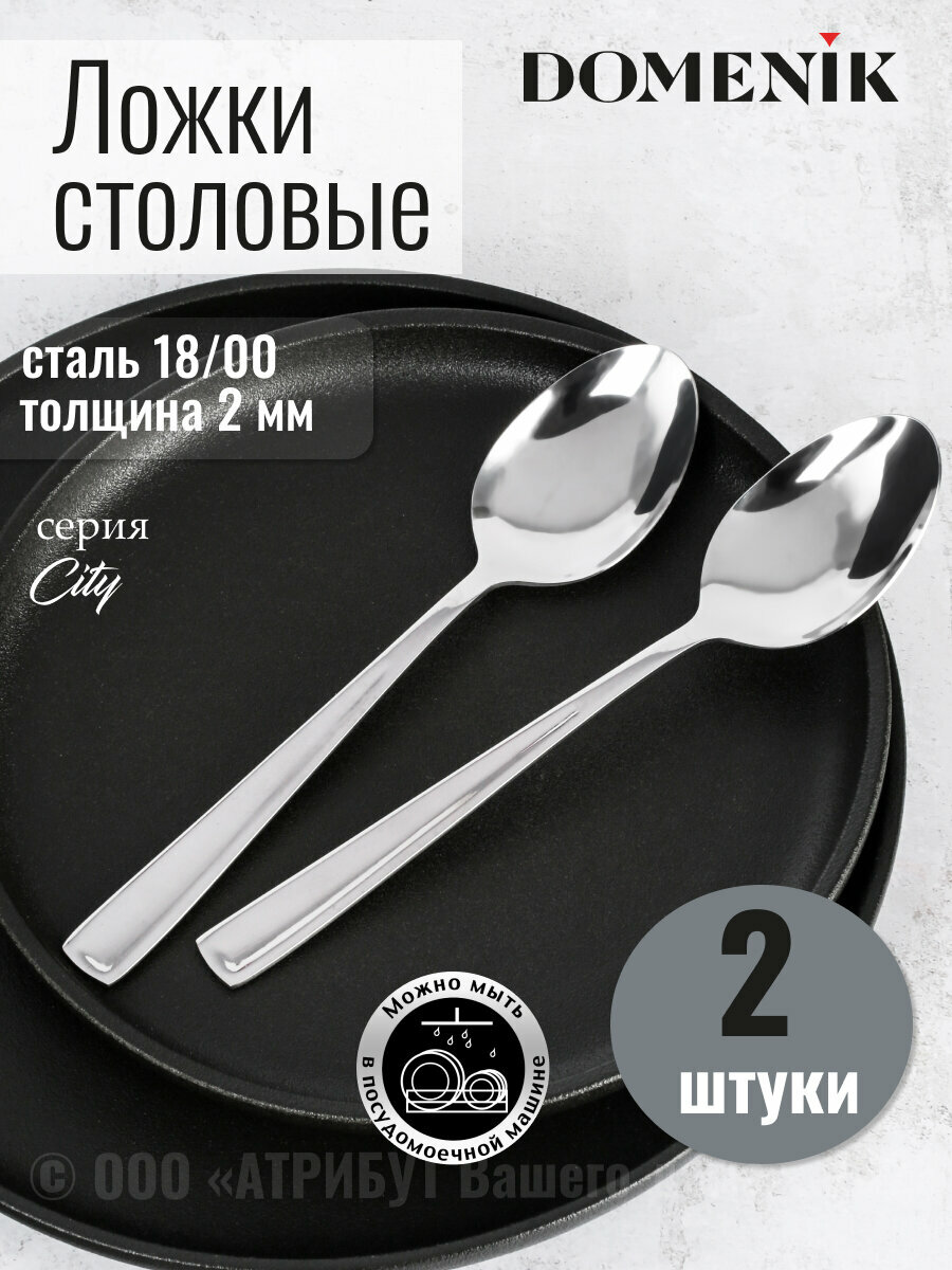 Набор столовых ложек Domenik "CITY" из нержавеющей стали на 2 персоны