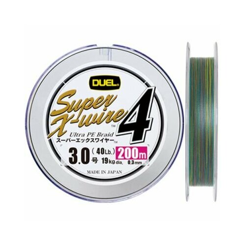 шнур duel super x wire 4pe silver 150м 2 0 0 24мм lb 13кг Шнур Duel SUPER X-WIRE 4PE 5Color (Yellow Marking) 200м # 0.8 (0.15мм) 6.4кг