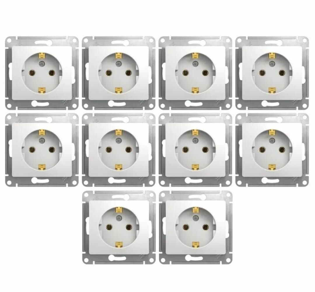 Розетка с заземлением 16А механизм Schneider Electric GLOSSA, белый GSL000143 (10 штук)