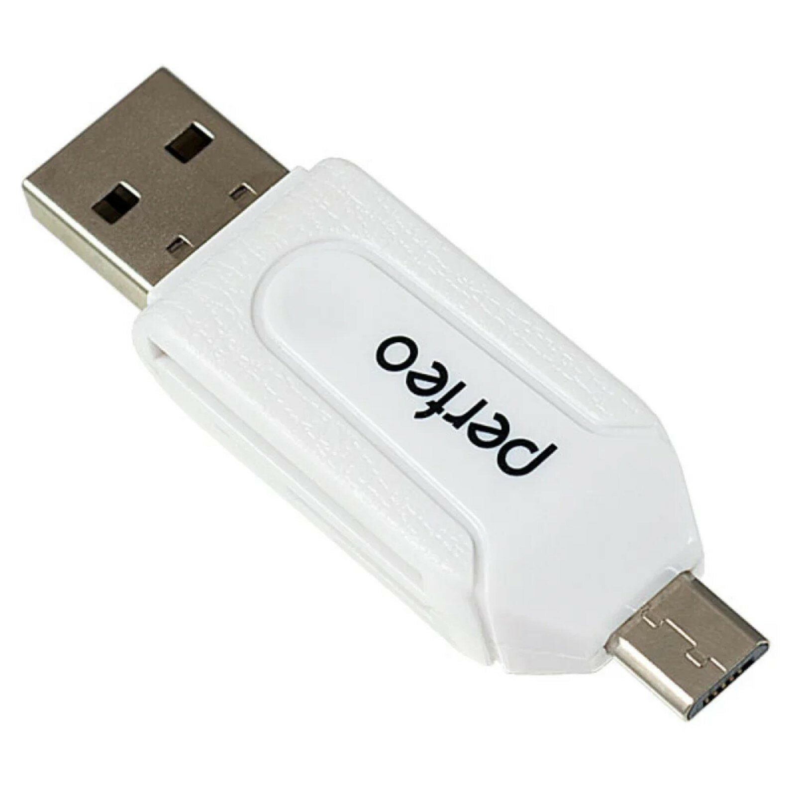 Кард-ридер OTG Perfeo PF-VI-O004, USB/Micro USB/Micro SD/MMC, белый