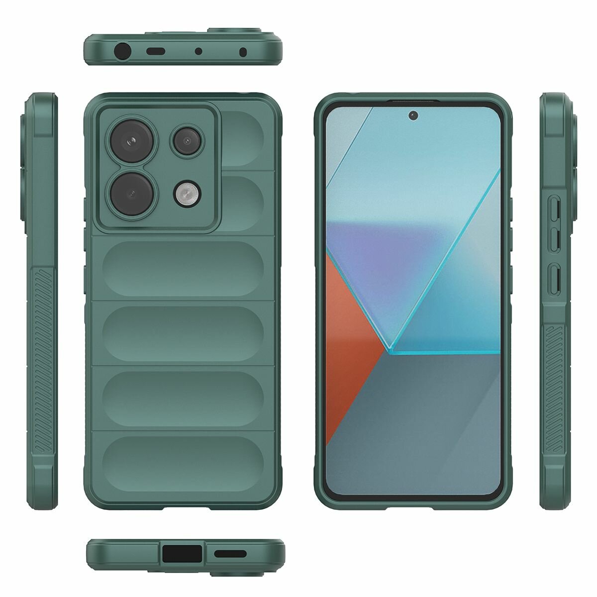 Противоударный чехол Flexible Case для Poco X6 5G зеленый — фото 1