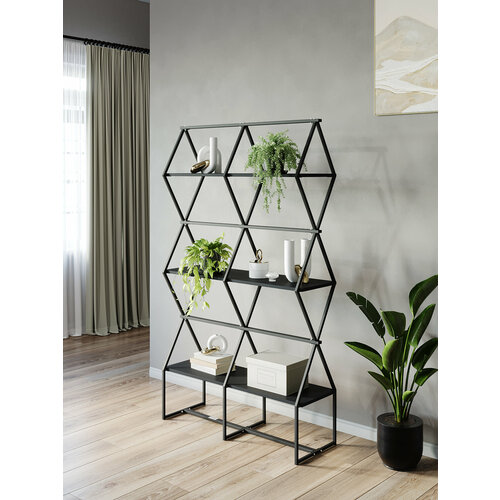 фото Стеллаж для рассады km loft ромбо стl черный/черный лофт для дома в гостинную перегородка