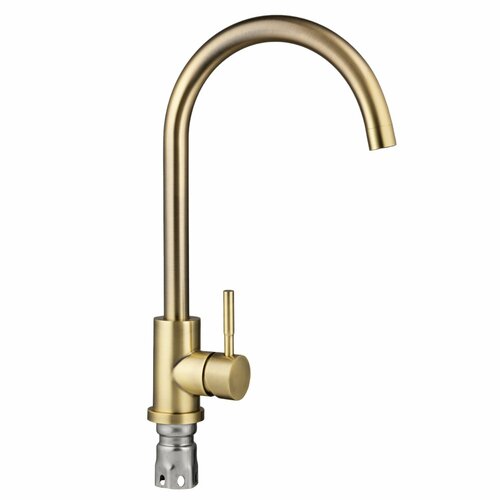 Смеситель для кухни из нержавеющей стали С-образный с высоким изливом, бронза