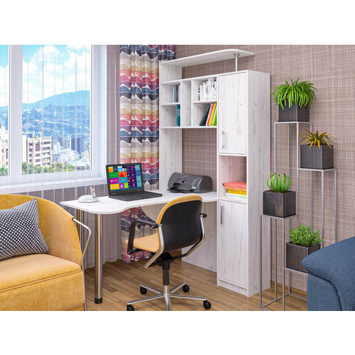 Стол компьютерный угловой СК-14 материал ЛДСП цвет крафт светлый с полками 20880₽