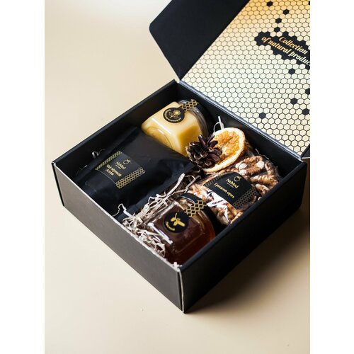 Подарок на Новый год, Подарок корпоративный, Подарочный набор с грецким орехом, медом и чаем Лесная поляна Грецкий