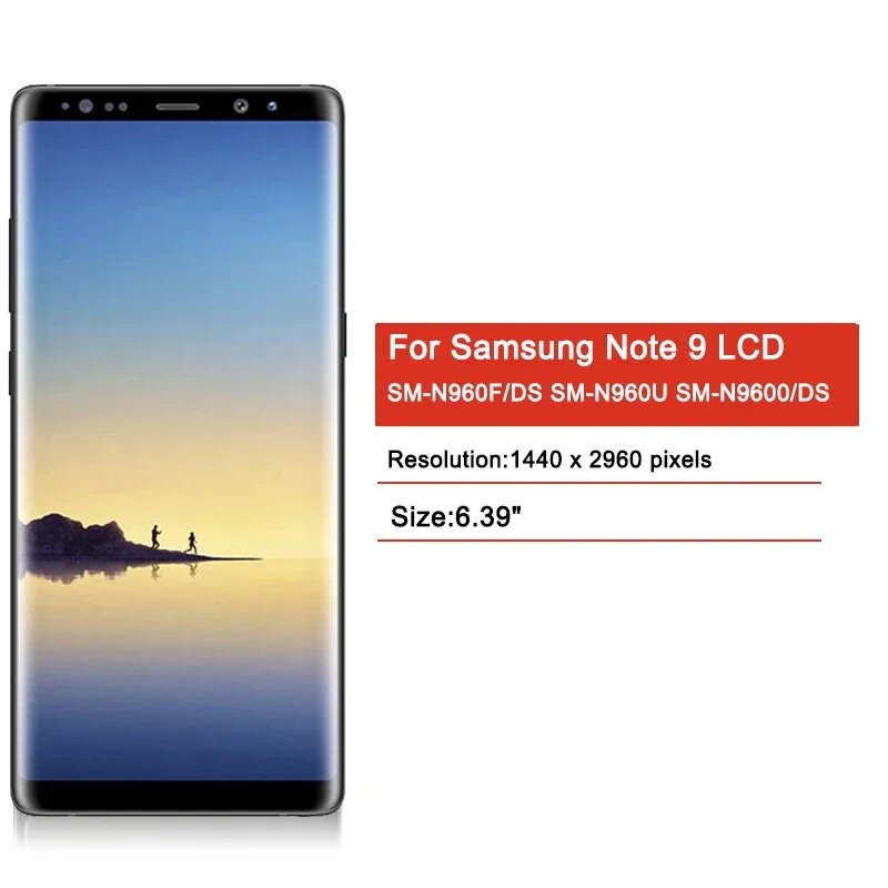 100% тестовый экран Note 9 для Samsung Note 9 N960F N960F/DS ЖК-дисплей цифровой сенсорный экран с запасной частью рамки, Frame Black Cover — фото 1