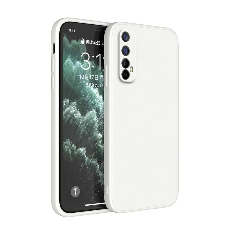 Оригинальный мягкий чехол для OPPO Realme 7, защитный квадратный жидкий силикон Realme7 5G, классические противоударные чехлы Fundas