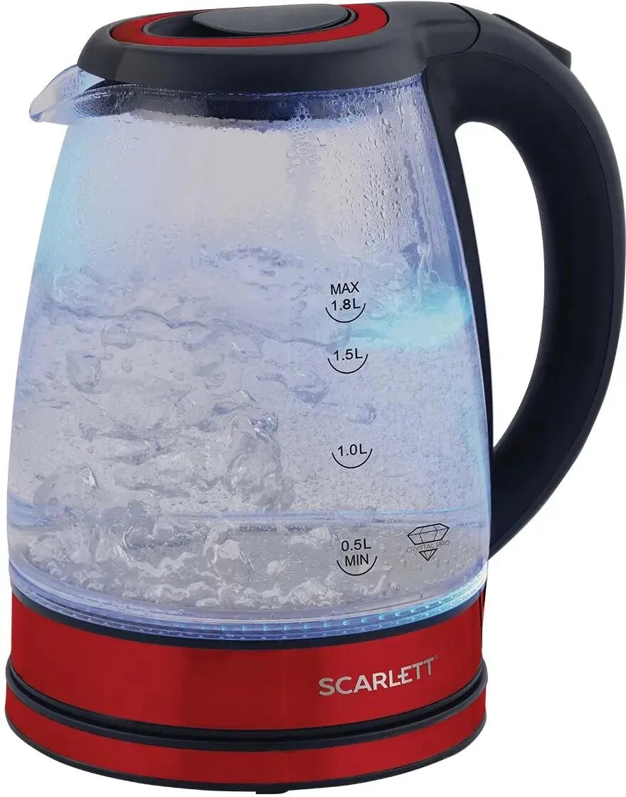 Чайник электрический Scarlett SC-EK27G85, 1800Вт, красный и черный
