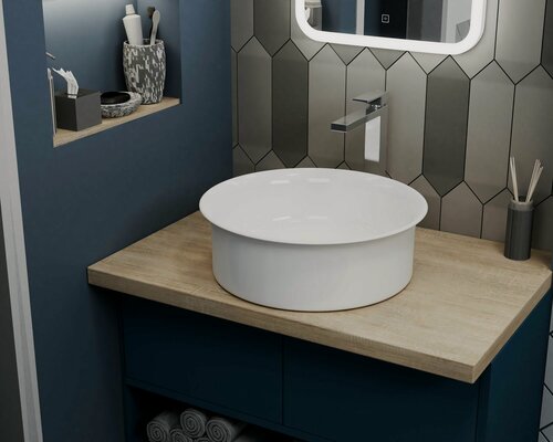 Изображение товара Раковина чаша накладная круглая BAU Dream stripes D43.5, белая