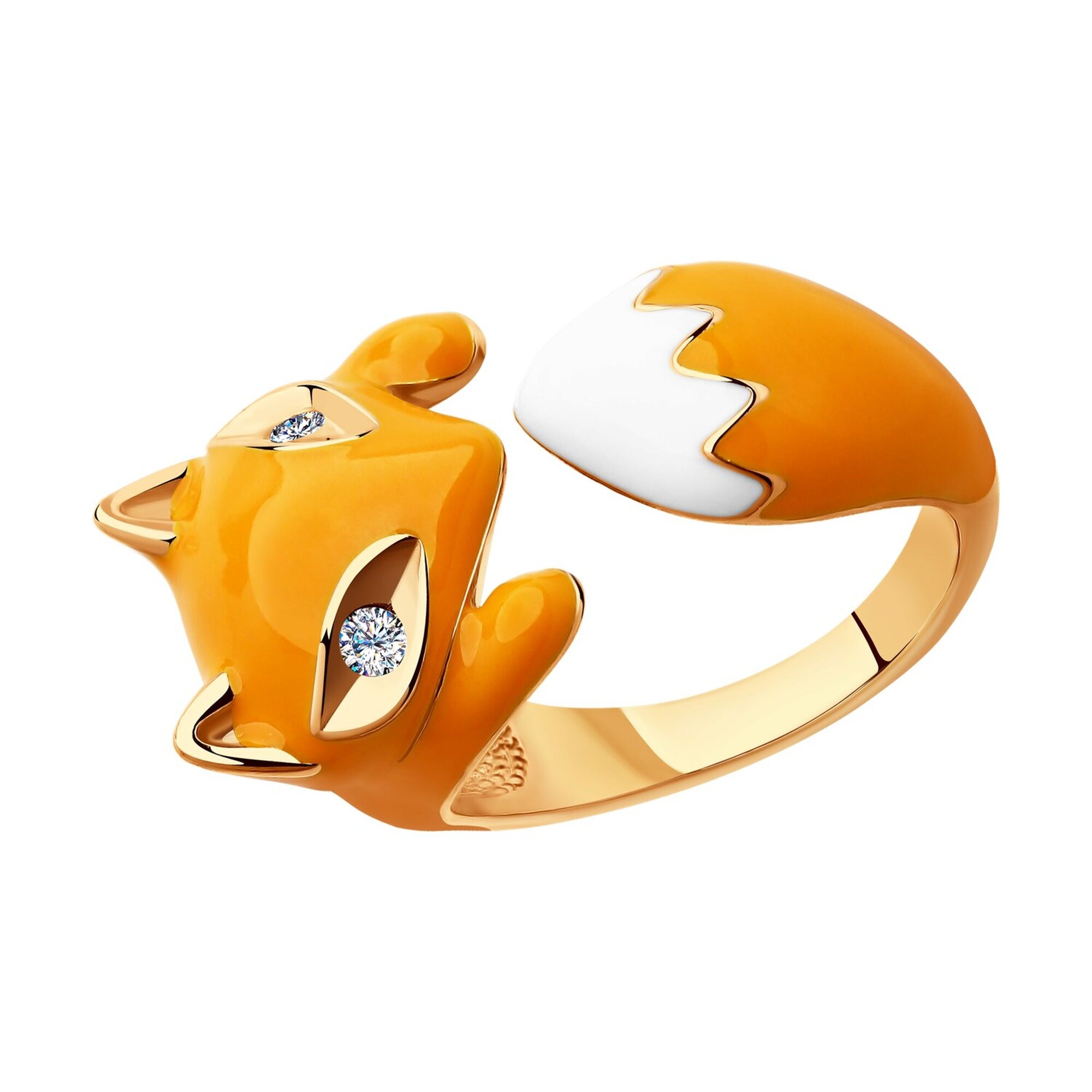 Кольцо широкое Diamant online, серебро, 925 проба, золочение, эмаль, фианит