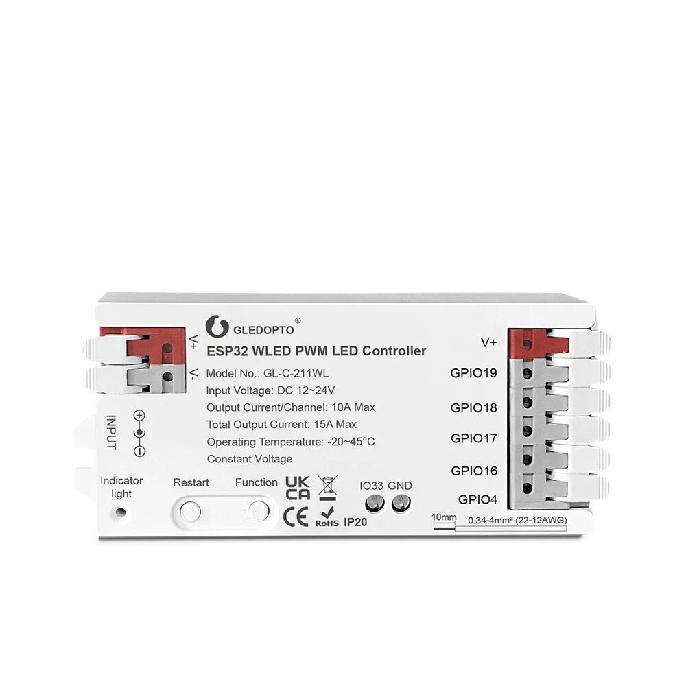 GLEDOPTO ESP32 RGB Контроллер, WLED Controller, PWM Dimming