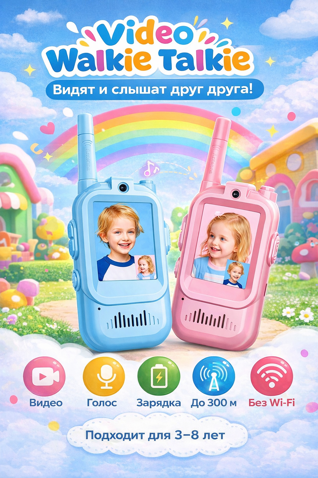 Детская видеорация Video Walkie Talkie с экраном — 2 устройства для видео и голосовой связи без интернета
