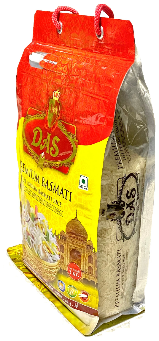 Рис индийский басмати DAS PREMIUM NEW длиннозерный пропаренный для плова 2 кг упаковка зип-пакет - фотография № 2
