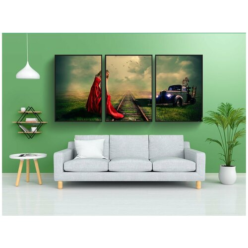 фото Набор модулных постеров для интерьера "женщина, фантазия, коллаж" 60x90 см. в тубусе, без рамки lotsprints