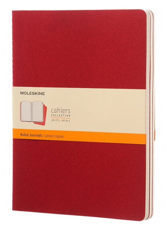 Блокнот Moleskine CAHIER JOURNAL CH121 XLarge 190х250мм обложка картон 120стр. линейка клюквенный (3шт)