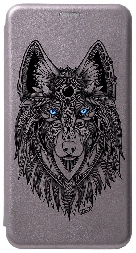 Чехол-книжка Book Art Jack для Samsung Galaxy M51 с принтом "Grand Wolf" серый