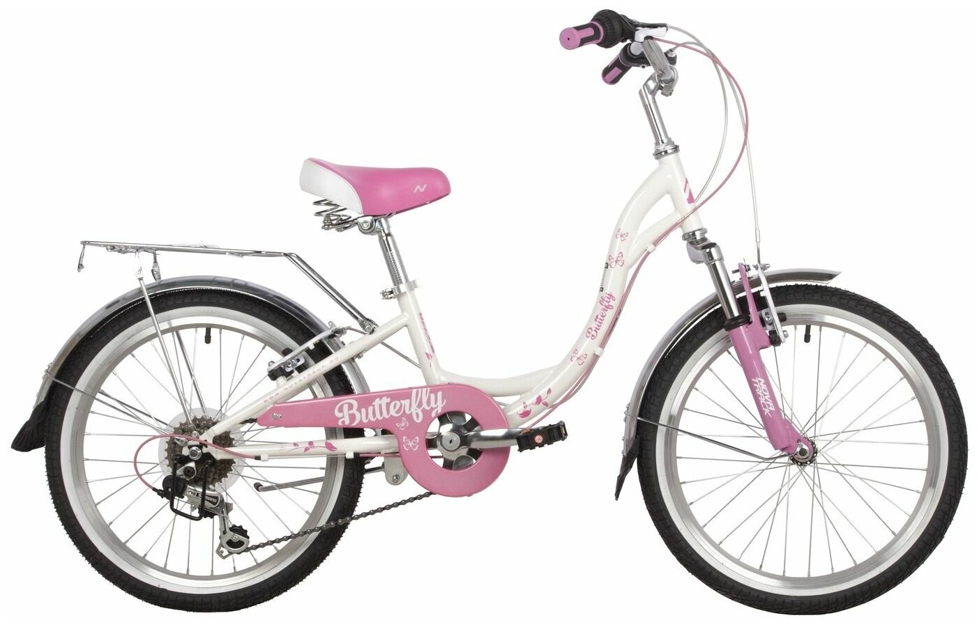 Велосипед детский Novatrack BUTTERFLY 20" бело-розовый 20SH6V. BUTTERFLY. PN22