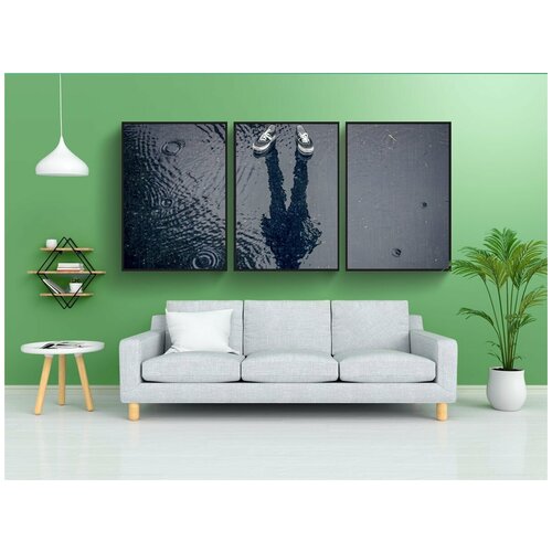 фото Набор модулных постеров для интерьера "манипуляция, капля дождя, лужа" 60x90 см. в тубусе, без рамки lotsprints