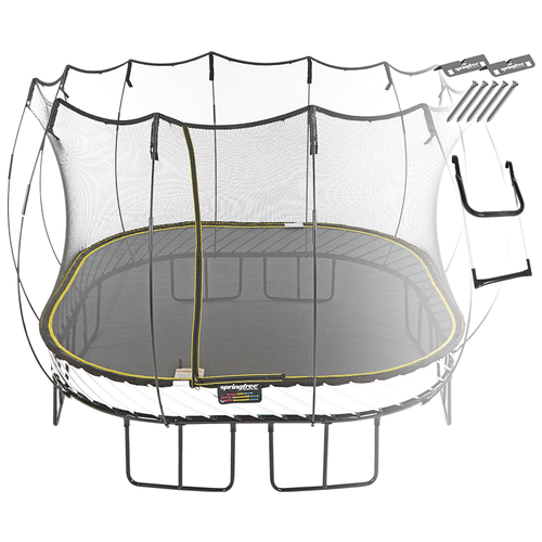 Батут SPRINGFREE квадратный S113 SA с лестницей и фиксаторами