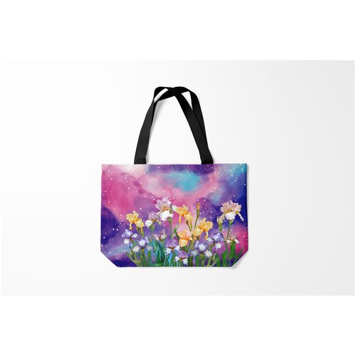 фото Сумка-шоппер / 46х35 см / девушкам / цветочки и бабочки сказочные ирисы burnettie