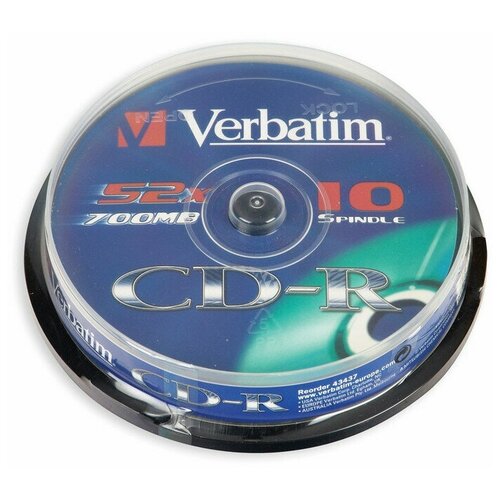 Носители информации CD-R, 52x, Verbatim Extra Protection, Cake/10, 43437 комплект 5 упаковок носители информации cd r 52x verbatim extra protection cake 50 43351