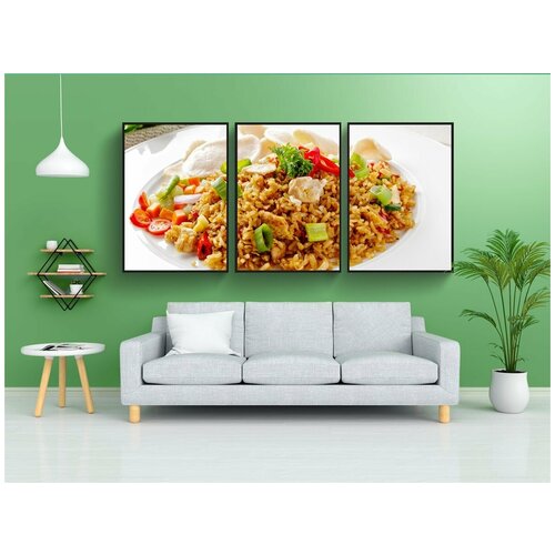 фото Набор модулных постеров для интерьера "жареный, рис, меню" 60x90 см. в тубусе, без рамки lotsprints