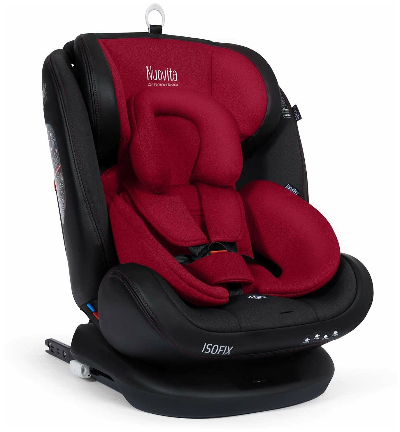 Автокресло детское с креплением Isofix Nuovita Maczione N0123i-1L/Группа: 0+/1/2/3 – от 0 до 12 лет, вес 0-36 кг (Vinoso melange/Бордовый)