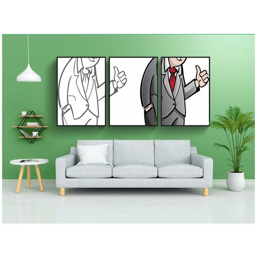 фото Набор модулных постеров для интерьера "человек, подходить, бизнес" 60x90 см. в тубусе, без рамки lotsprints