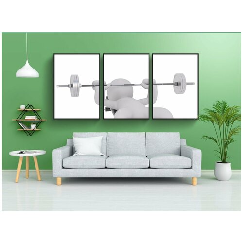 фото Набор модулных постеров для интерьера "факс, белый кобель, 3d модель" 60x90 см. в тубусе, без рамки lotsprints