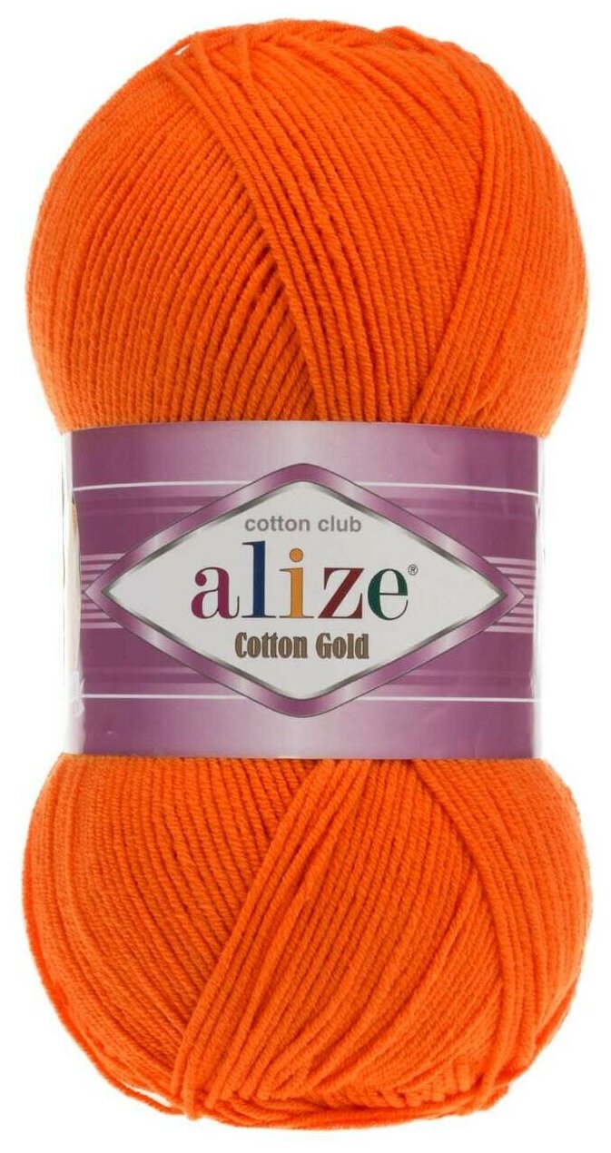 Пряжа Alize Cotton Gold (Ализе Коттон Голд) - 5 мотков 37 оранжевый 55% хлопок, 45% акрил 330м/100г
