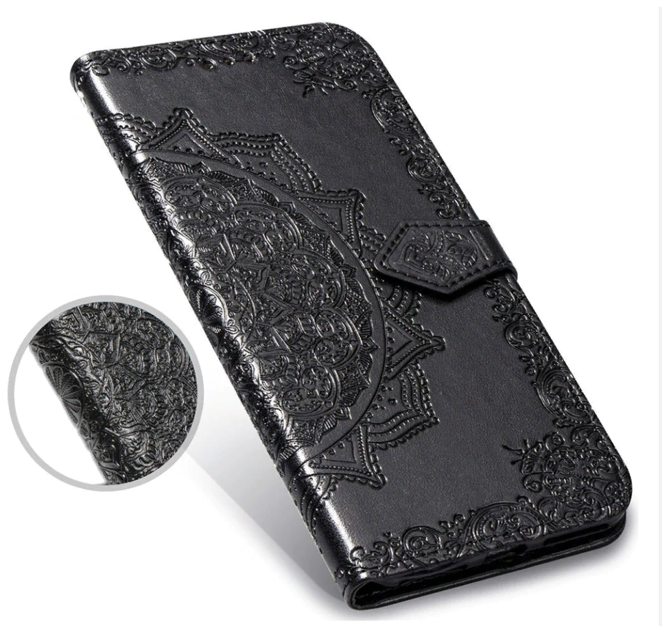 Чехол-книжка MyPads для OnePlus 6T черный с красивыми загадочными узорами женский детский прикольный необычный