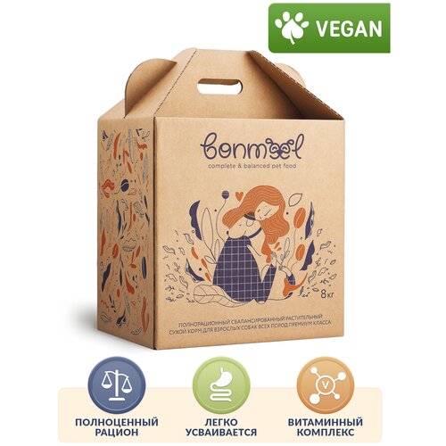 Веганский сухой корм для взрослых собак всех пород Bonmeel 8 кг